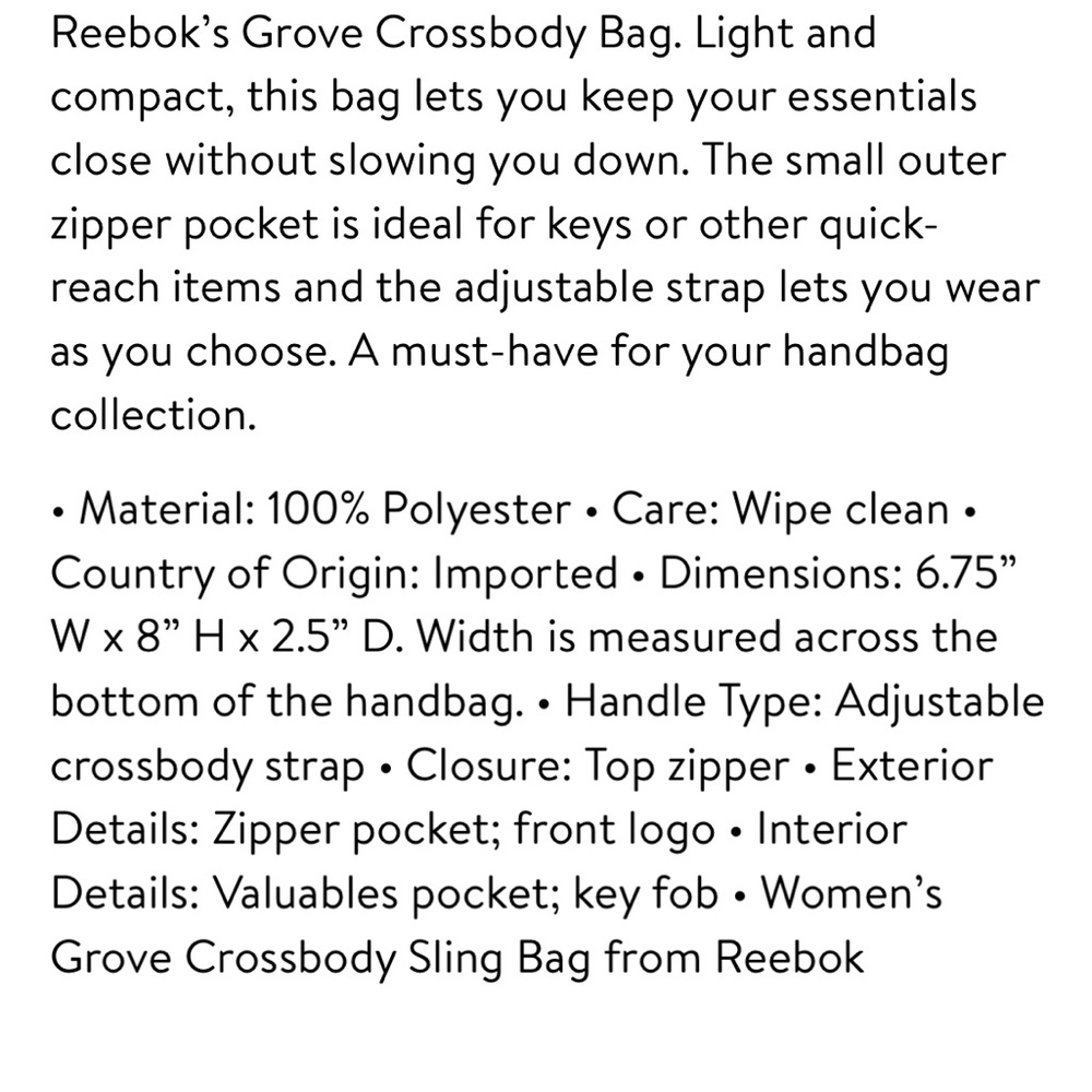 Reebok Grove Crossbody / Sling Bag - Picture 8 of 8